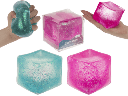 XL anti stress glitter cube, 7,3 cm,