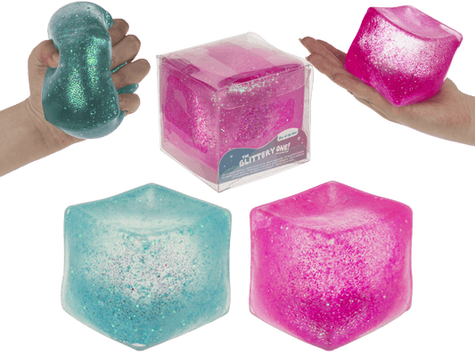 XL anti stress glitter cube, 7,3 cm,
