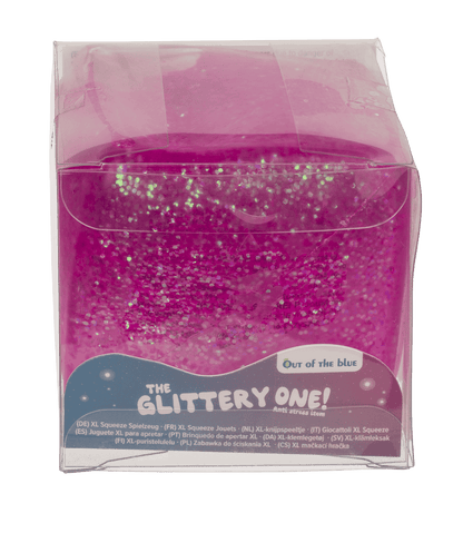 XL anti stress glitter cube, 7,3 cm,