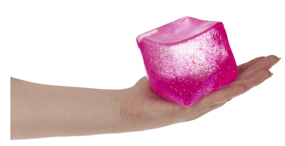XL anti stress glitter cube, 7,3 cm,