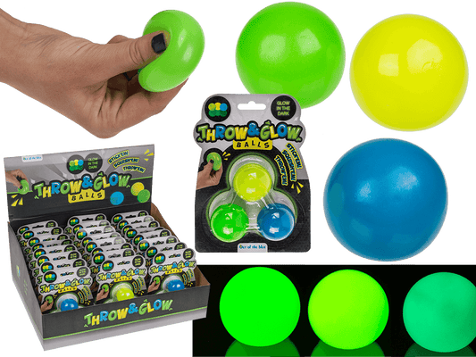 Throw & Glow Balls, 3 pcs p. card, ca. 4 cm,