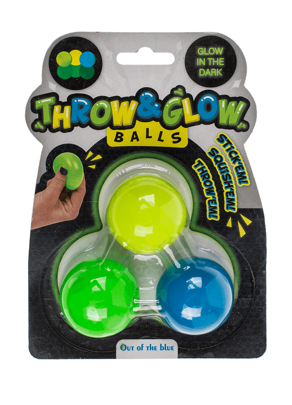 Throw & Glow Balls, 3 pcs p. card, ca. 4 cm,