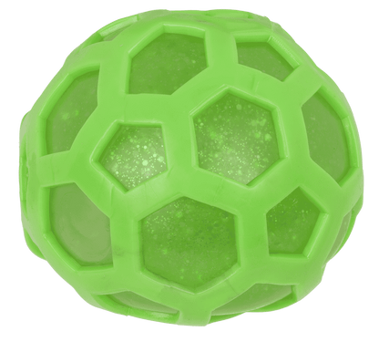 Squeeze-Ball im Gummi-Netz, Glitter,  ca. 12 cm,