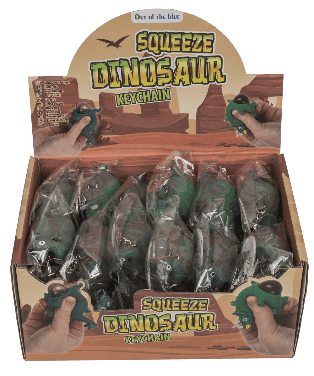 Metal keychain, Squeeze dinosaur,