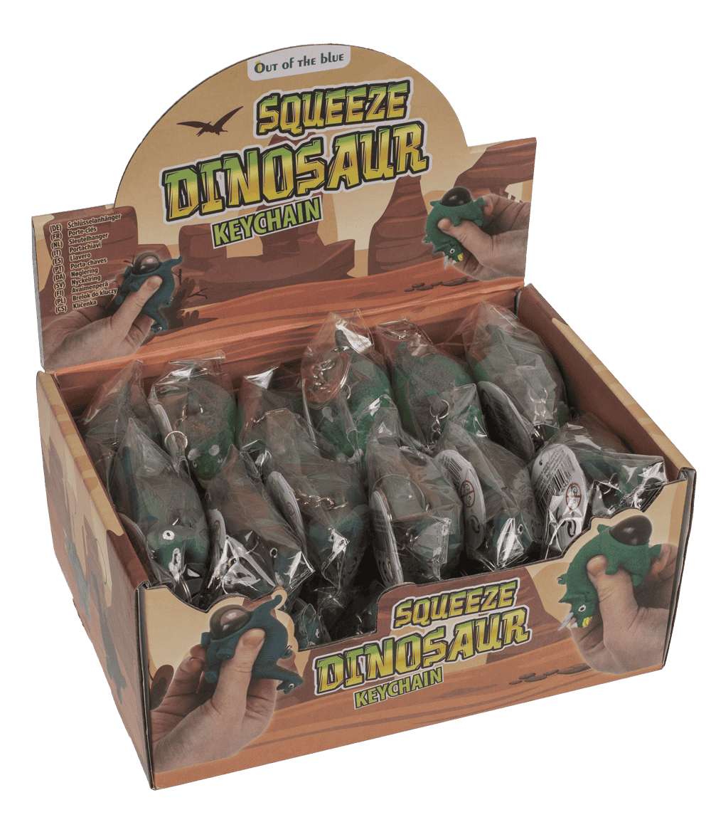 Metal keychain, Squeeze dinosaur,