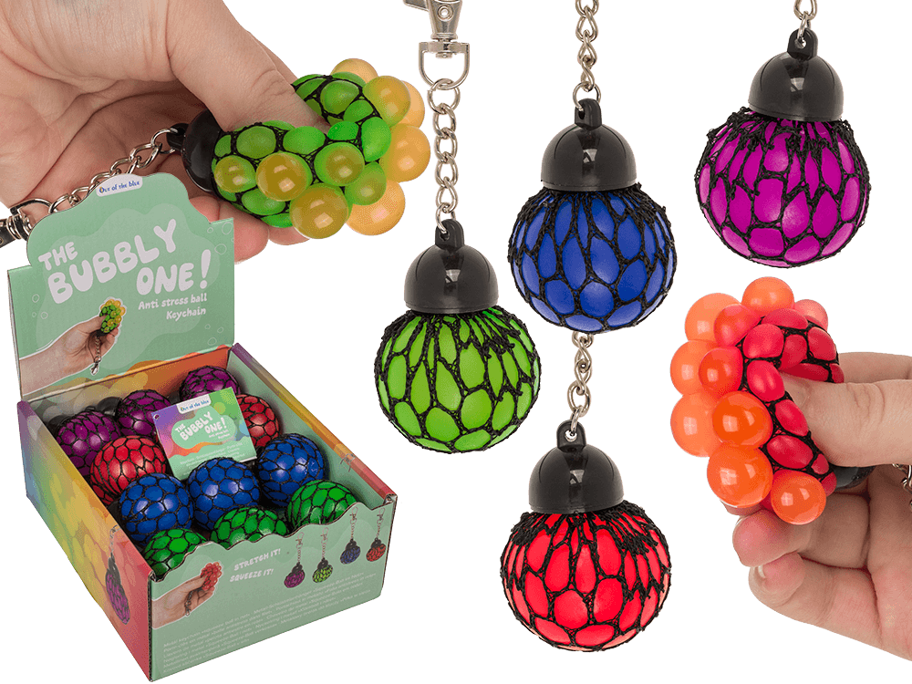 Metal keychain, Squeeze ball in net,