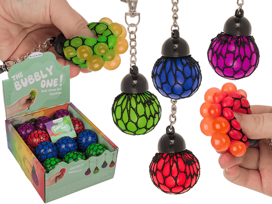 Metal keychain, Squeeze ball in net,