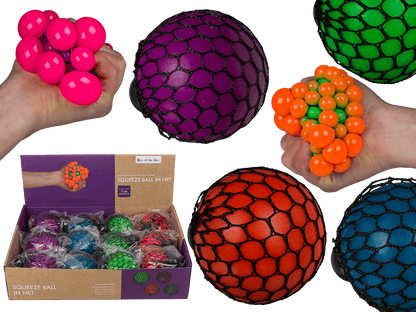 Squeeze ball in net,