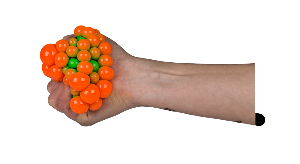 Squeeze ball in net,