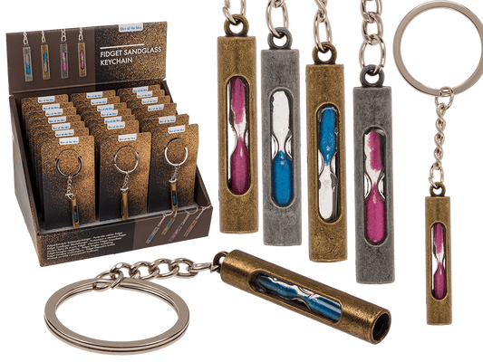 Metal keychain, Fidget Sandglass,