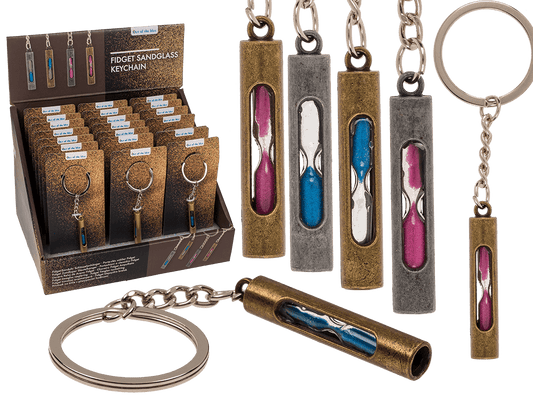 Metal keychain, Fidget Sandglass,