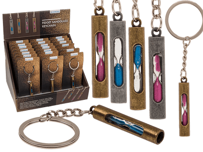 Metal keychain, Fidget Sandglass,