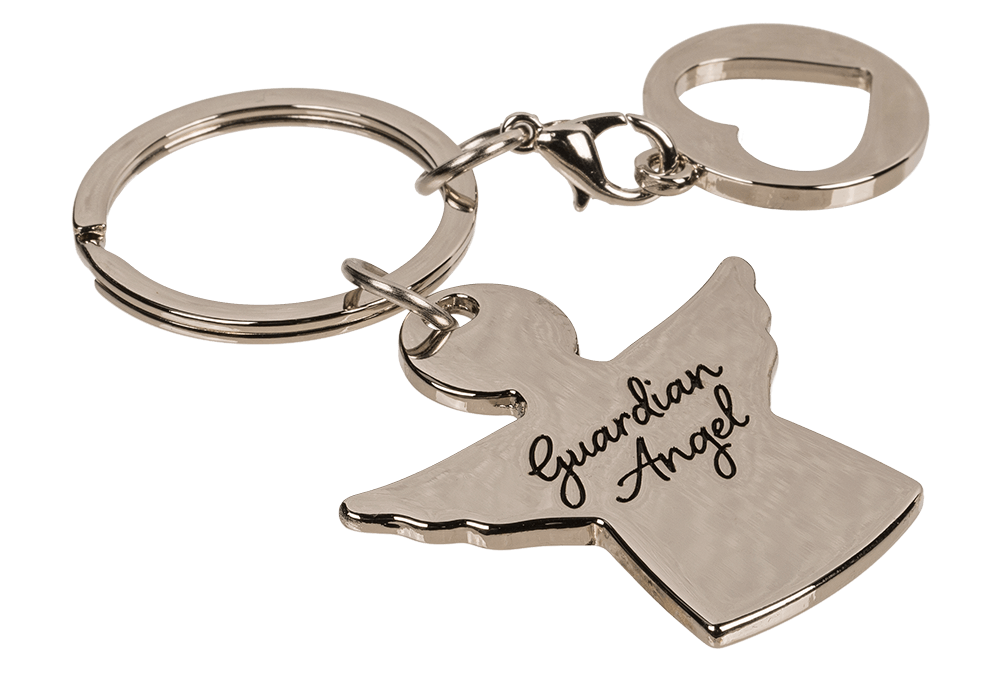 Metal key chain with trolley coin,