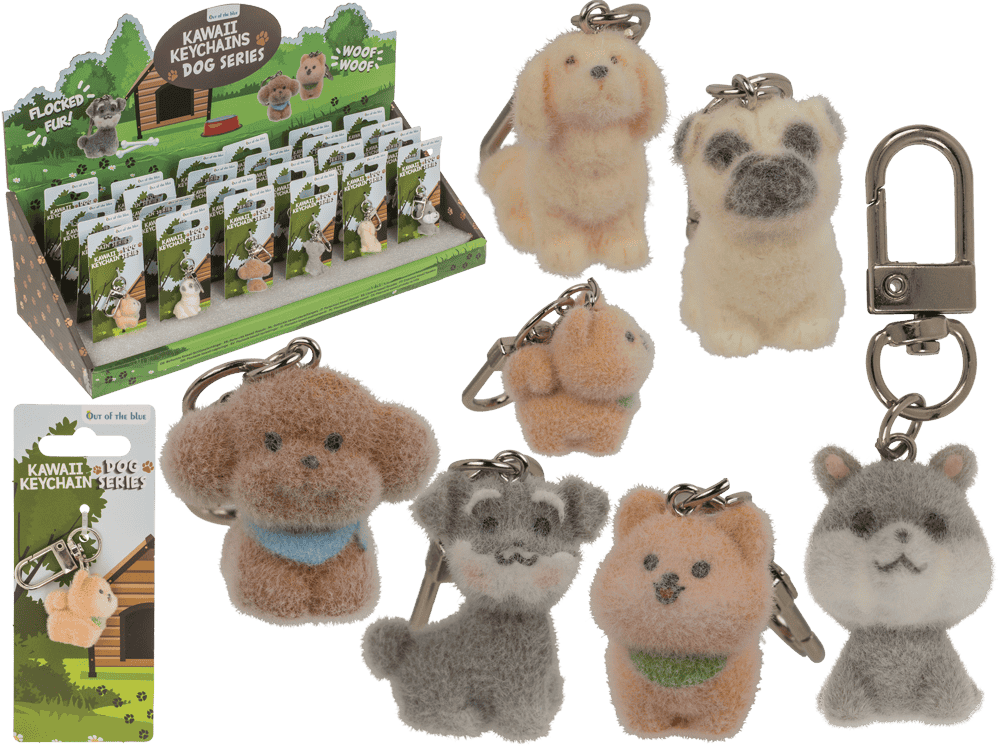 Keychain, flocked Dog, 3 cm,