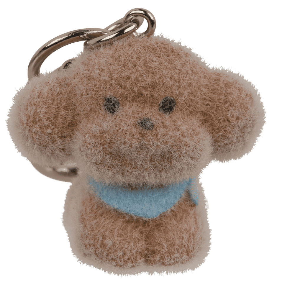 Keychain, flocked Dog, 3 cm,
