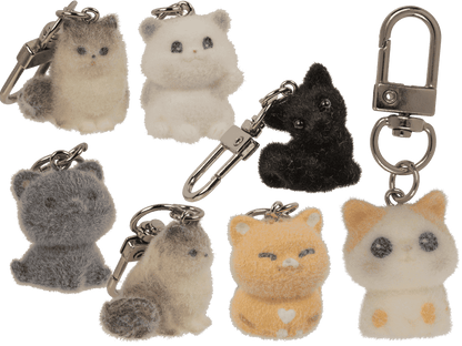 Keychain, flocked Cat, 3 cm,