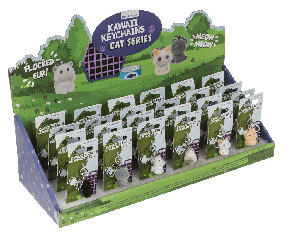Keychain, flocked Cat, 3 cm,