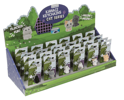 Keychain, flocked Cat, 3 cm,