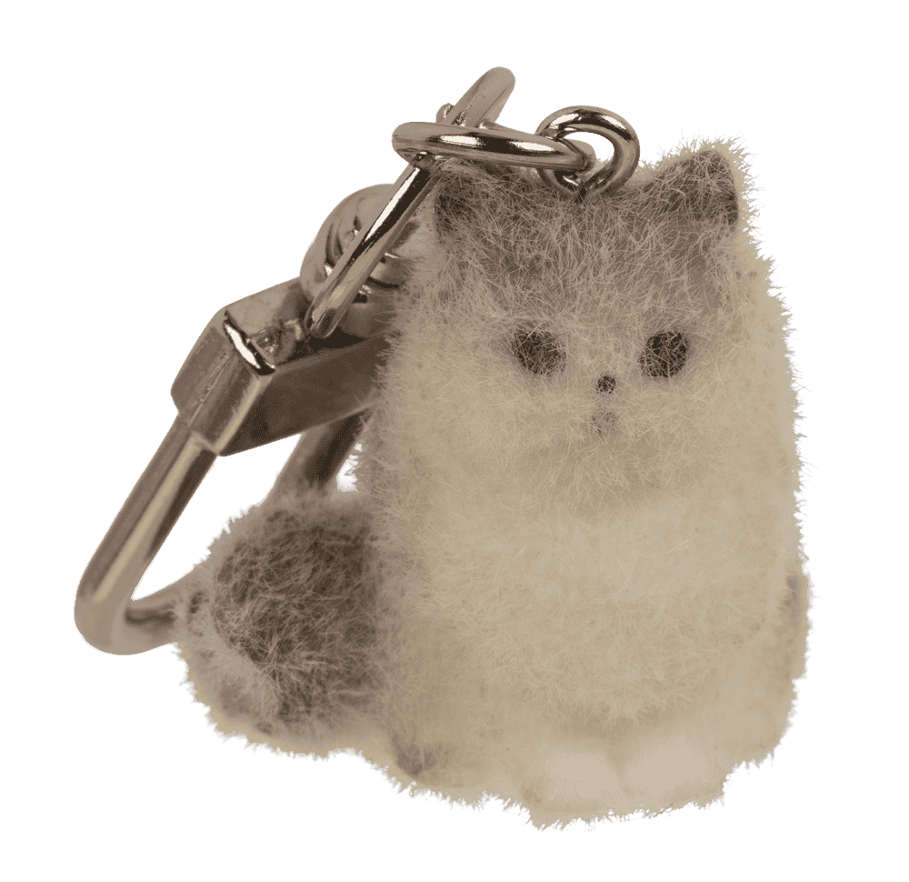 Keychain, flocked Cat, 3 cm,