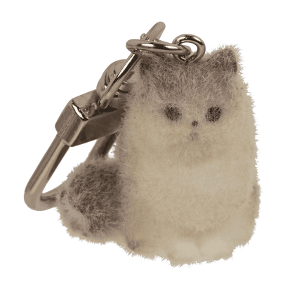 Keychain, flocked Cat, 3 cm,