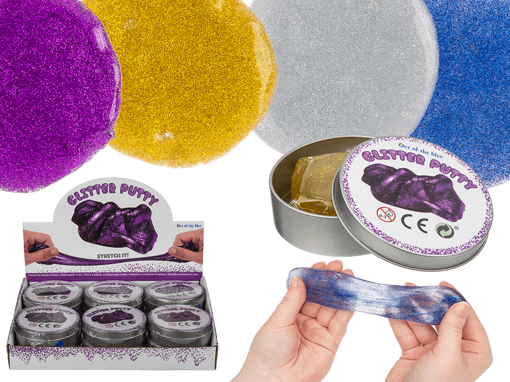 Glitter putty in tin,