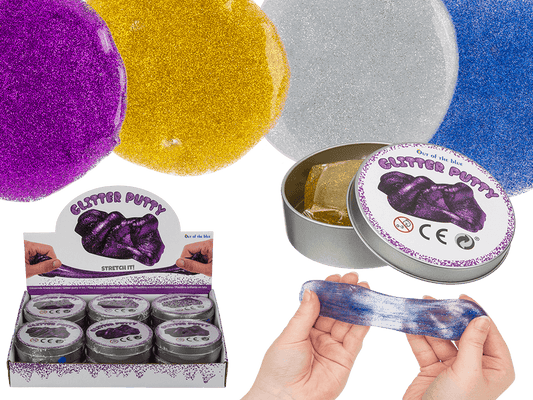 Glitter putty in tin,