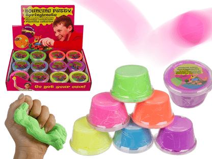 Bouncing putty in plastic tin,
