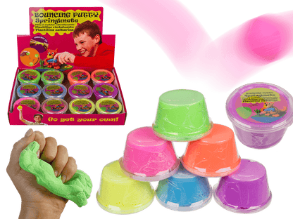 Bouncing putty in plastic tin,