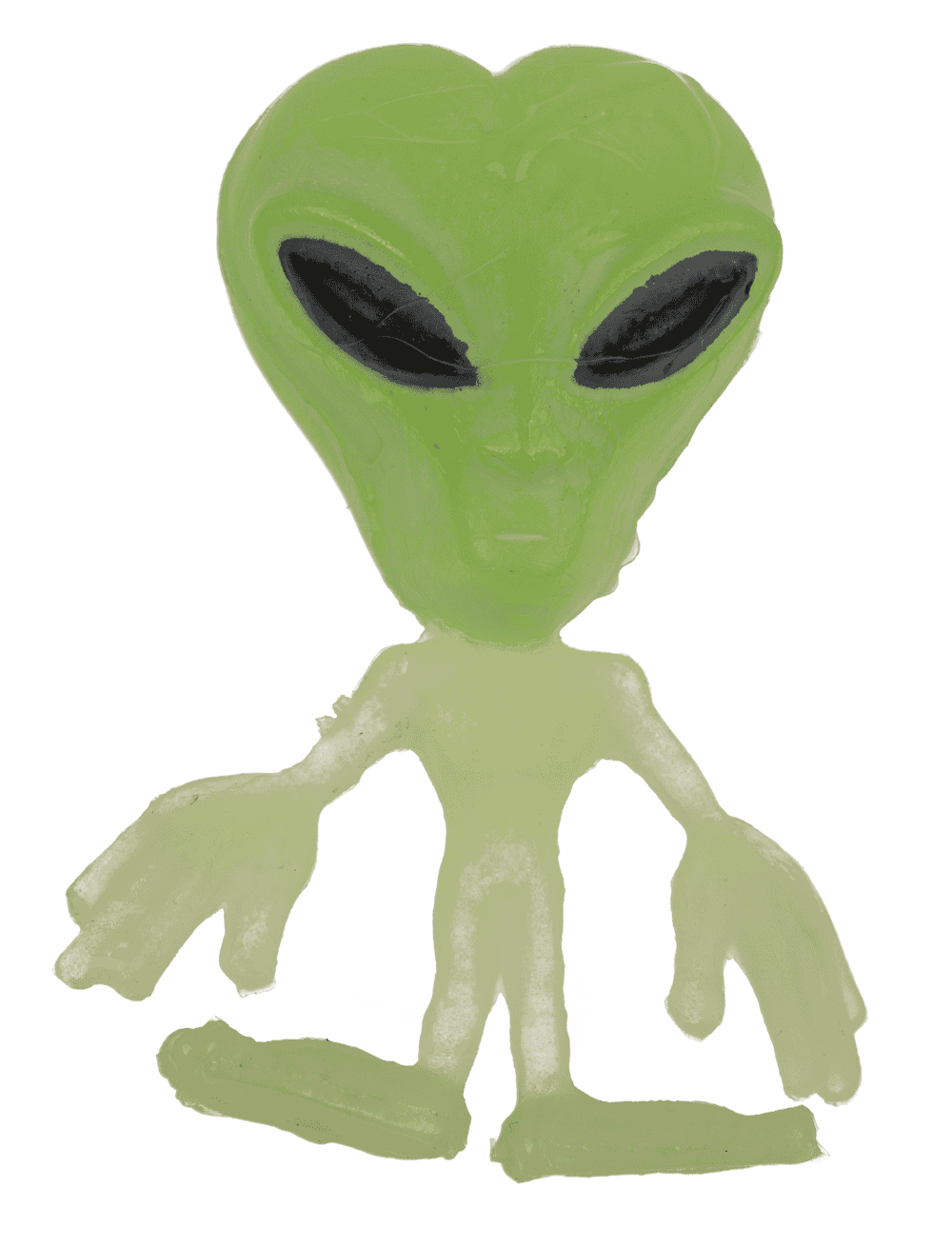 Alien slime with Alien figurine, Glow in the Dark,