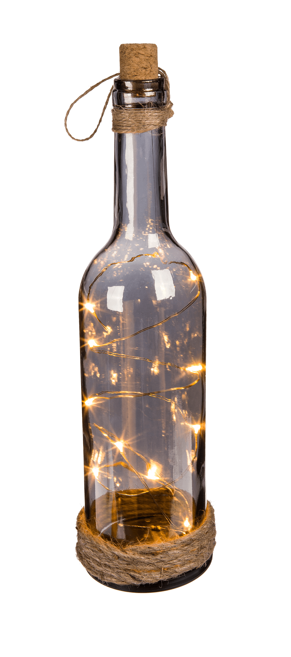 Smoked glass bottle with 10 warm white LED,