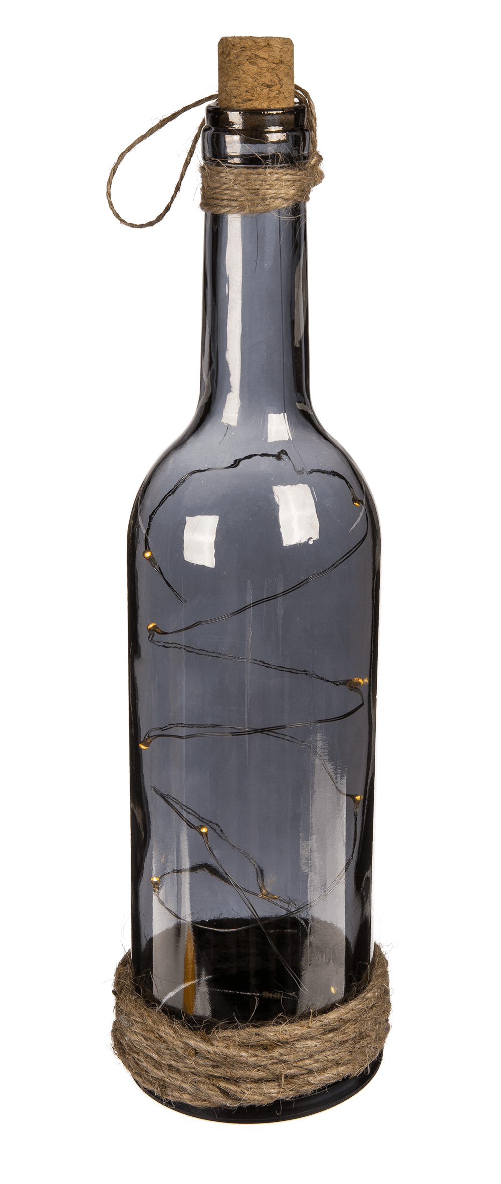 Smoked glass bottle with 10 warm white LED,
