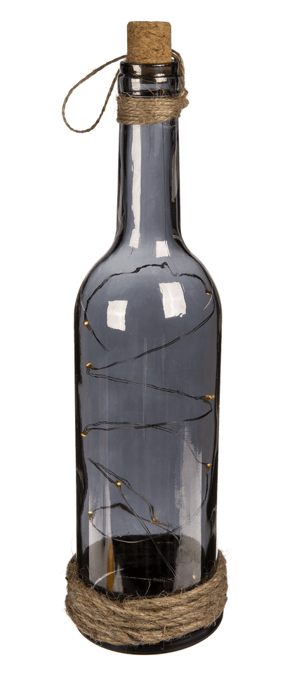 Smoked glass bottle with 10 warm white LED,