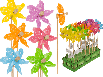 Coloured windmill with stamped samples,