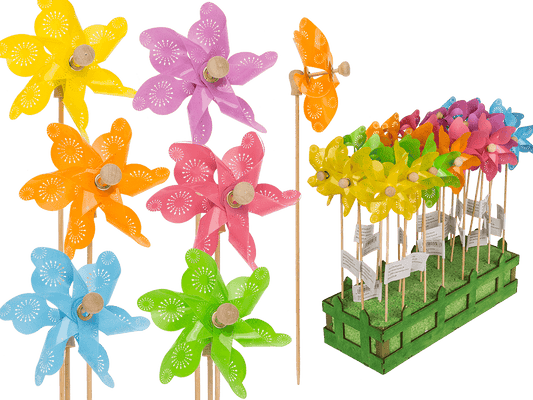 Coloured windmill with stamped samples,