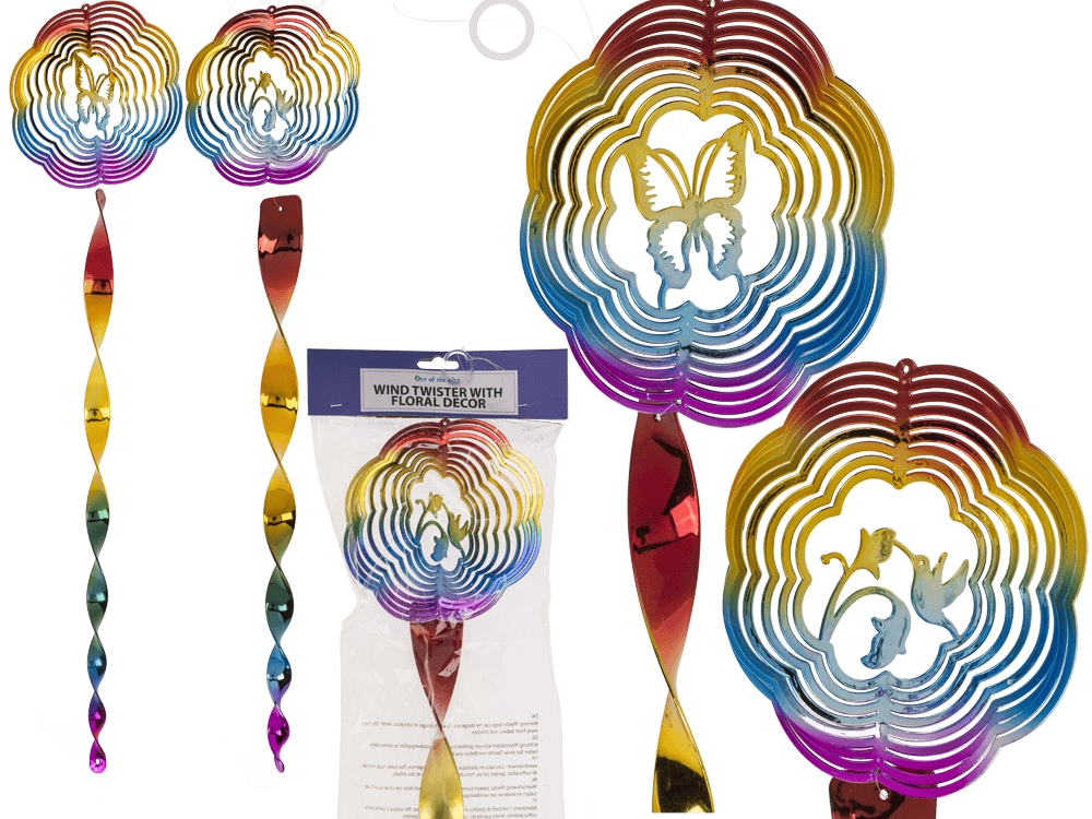 Wind twister, with floral decor, ca. 15 x 65 cm,