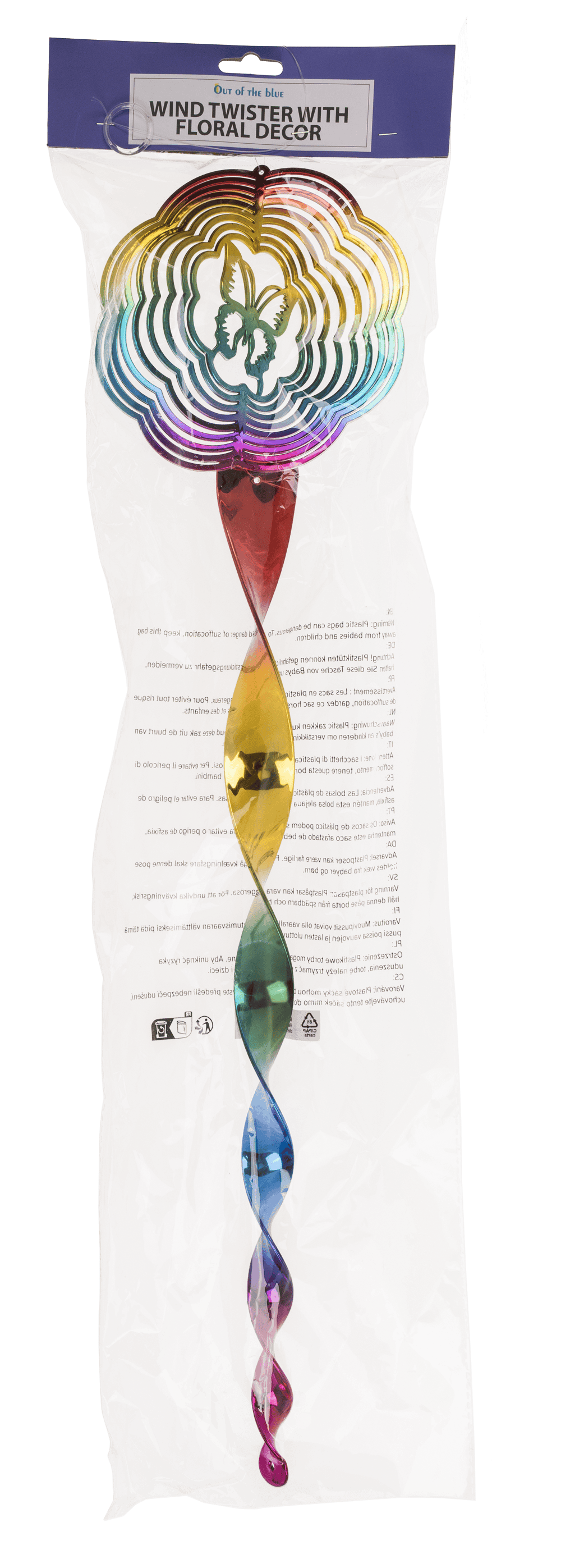 Wind twister, with floral decor, ca. 15 x 65 cm,