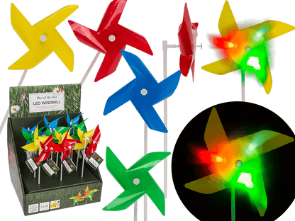 Coloured windmill with 3 LED, colour changing,