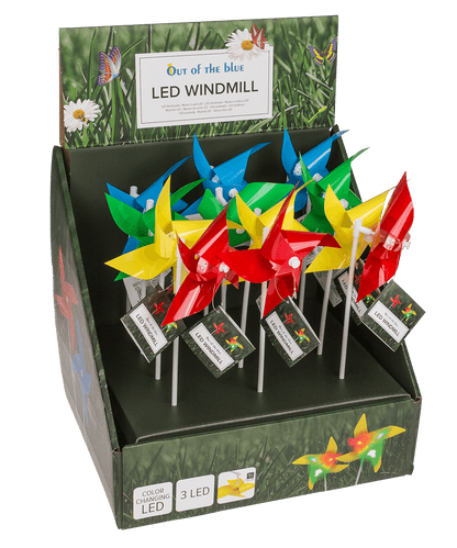 Coloured windmill with 3 LED, colour changing,