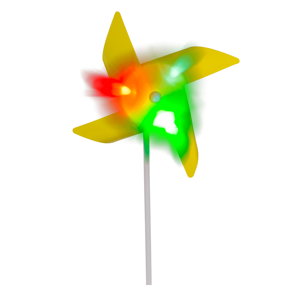 Coloured windmill with 3 LED, colour changing,
