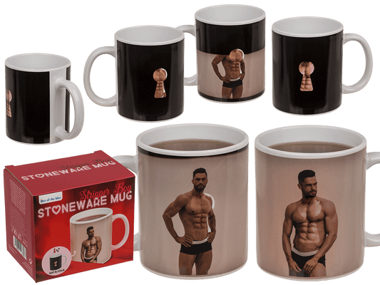 Stoneware Mug, Stripper Boy, with thermal effect,