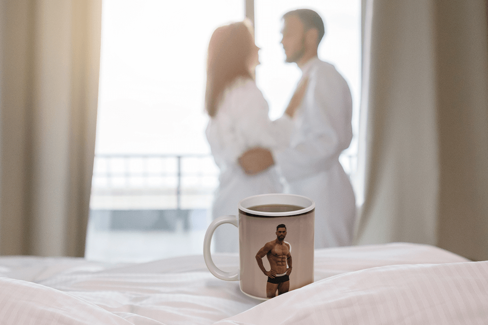 Stoneware Mug, Stripper Boy, with thermal effect,