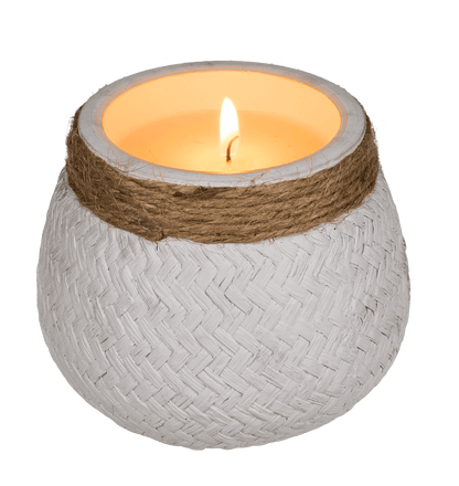 Candle in cement pot with jute decoration,
