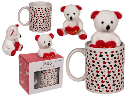 White mug, with little hearts,