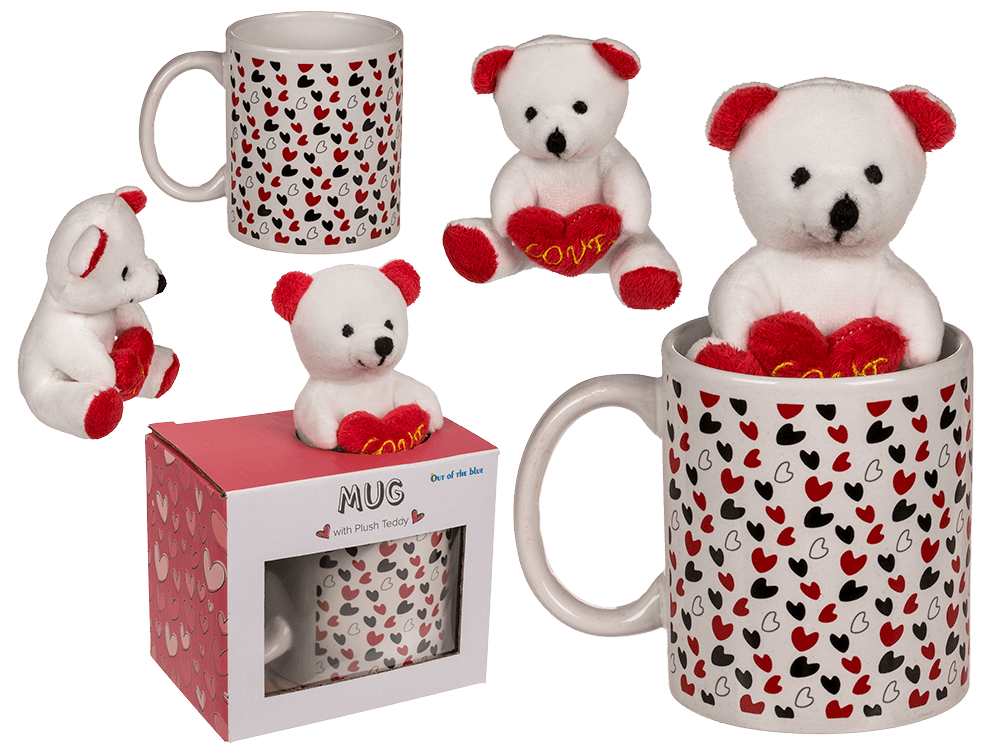 White mug, with little hearts,