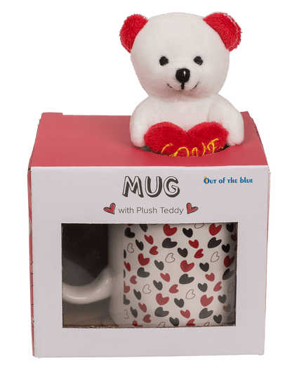 White mug, with little hearts,