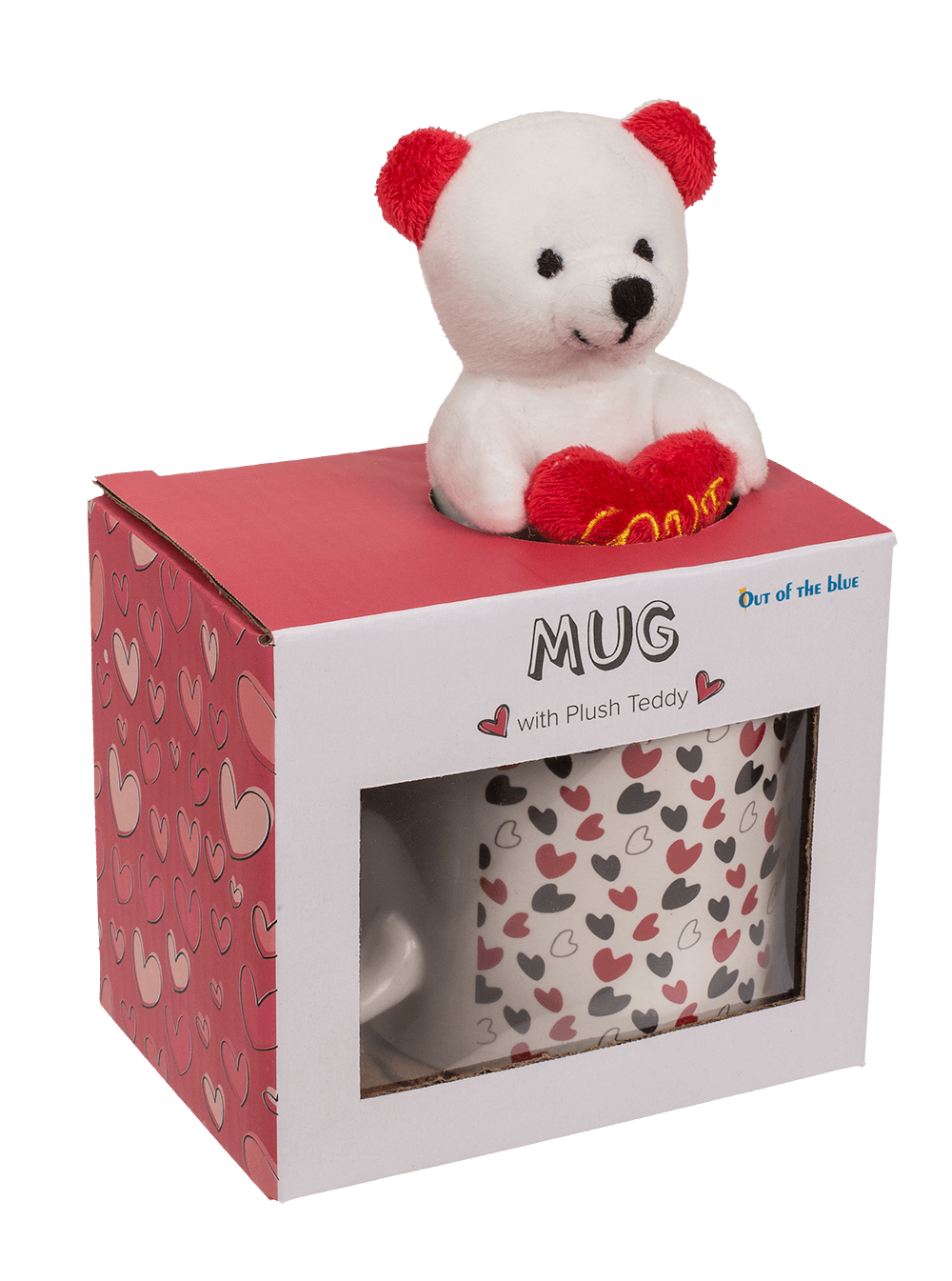 White mug, with little hearts,