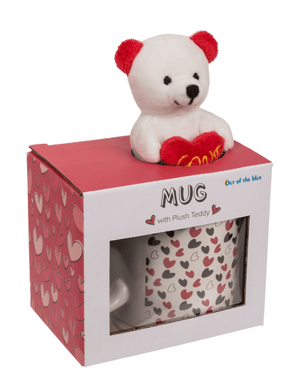 White mug, with little hearts,