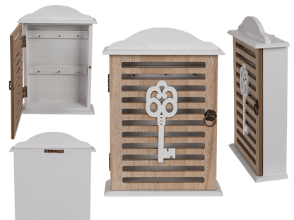 White wooden key box,