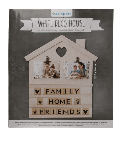 White deco house with 90 nature coloured letters &