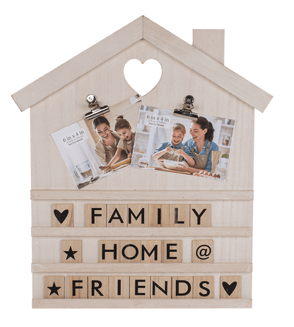 White deco house with 90 nature coloured letters &